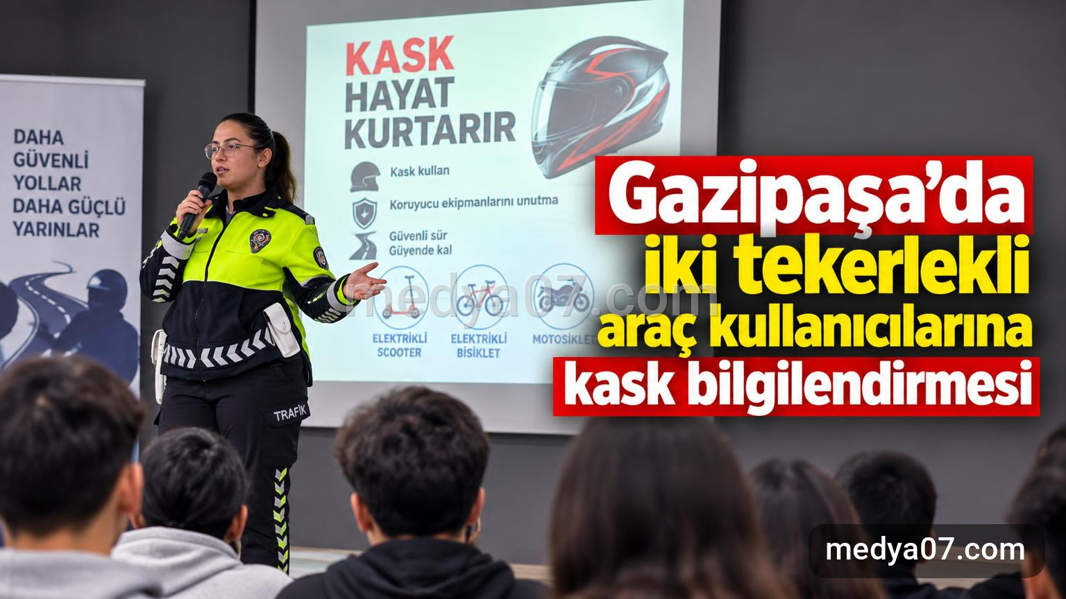 Gazipaşa’da iki tekerlekli araç kullanıcılarına kask bilgilendirmesi