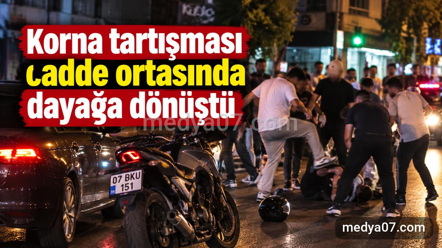 Korna tartışması cadde ortasında dayağa dönüştü