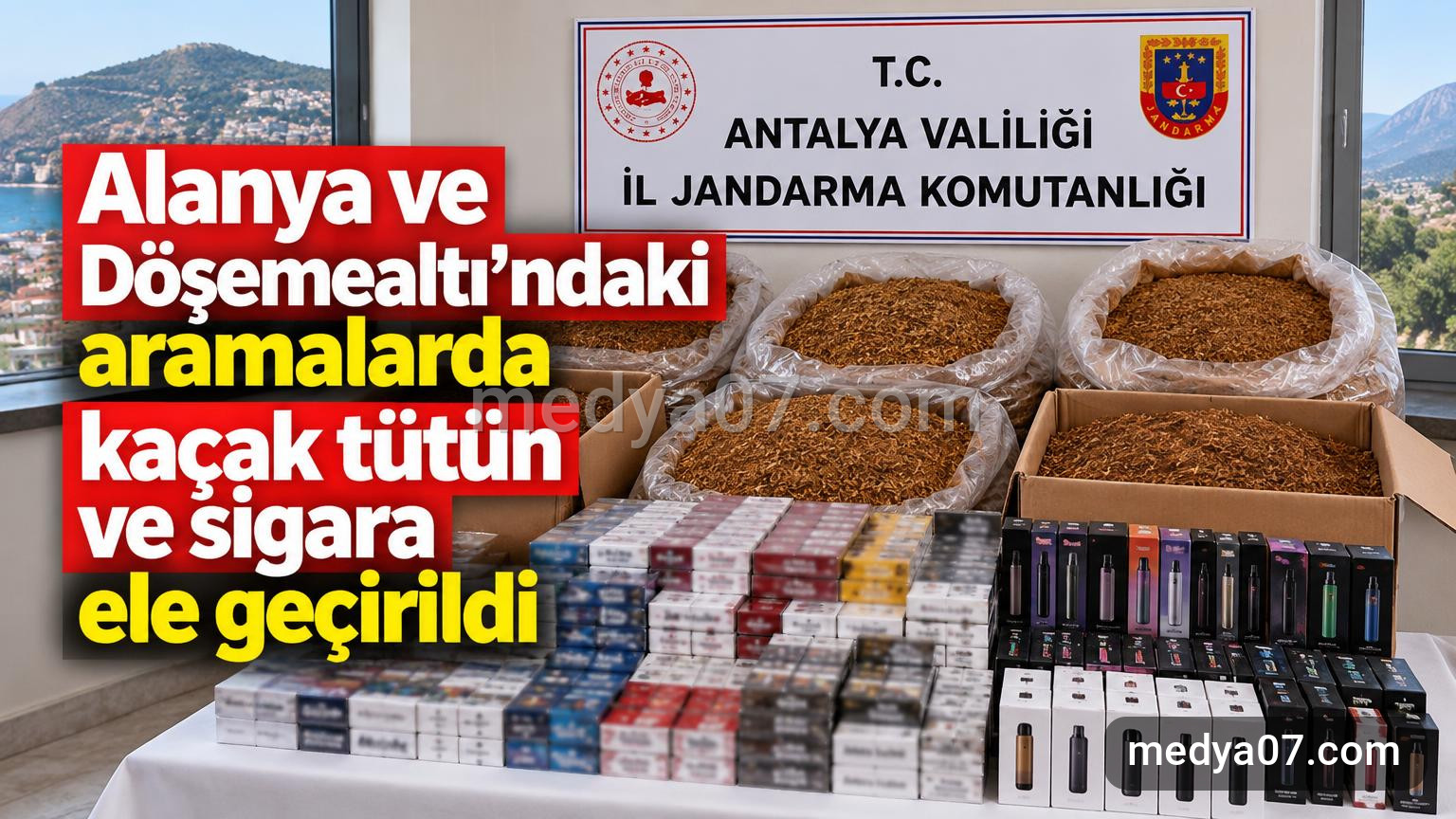 Alanya ve Döşemealtı’ndaki aramalarda kaçak tütün ve sigara ele geçirildi