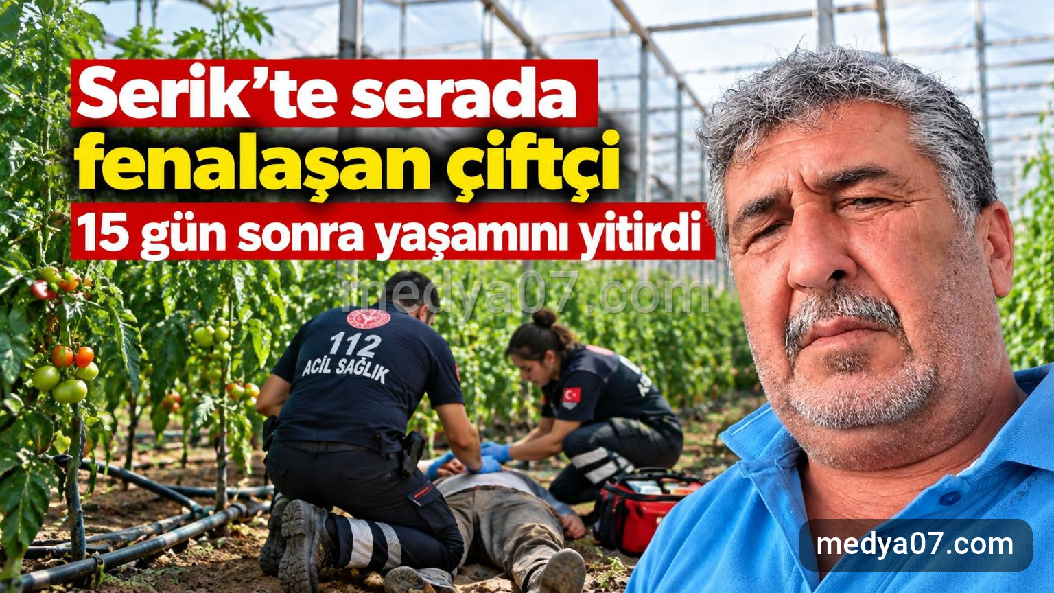Serik’te serada fenalaşan çiftçi 15 gün sonra yaşamını yitirdi
