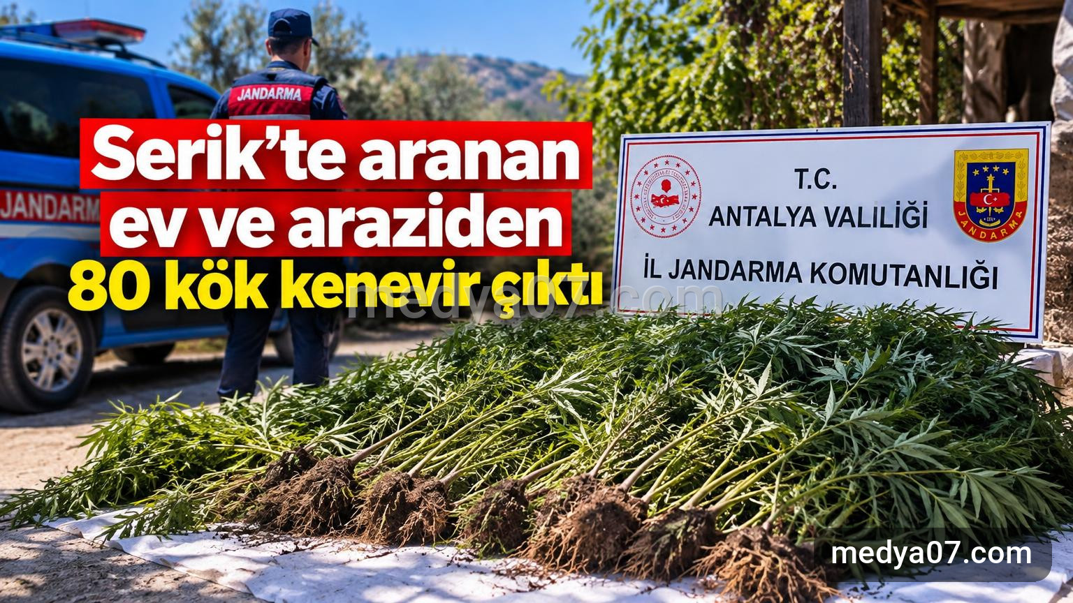 Serik’te aranan ev ve araziden 80 kök kenevir çıktı