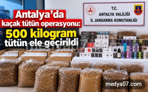 Antalya’da kaçak tütün operasyonu: 500 kilogram tütün ele geçirildi