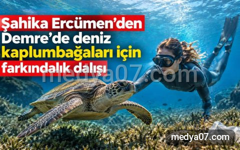 Şahika Ercümen’den Demre’de deniz kaplumbağaları için farkındalık dalışı