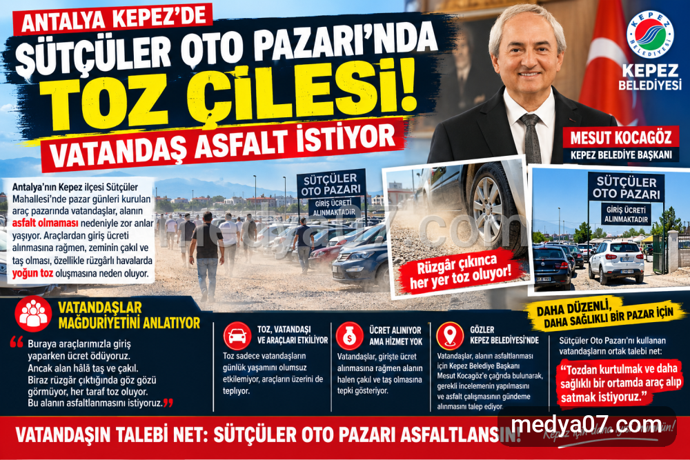 Sütçüler Oto Pazarı’nda Toz Çilesi: Vatandaş Asfalt İstiyor