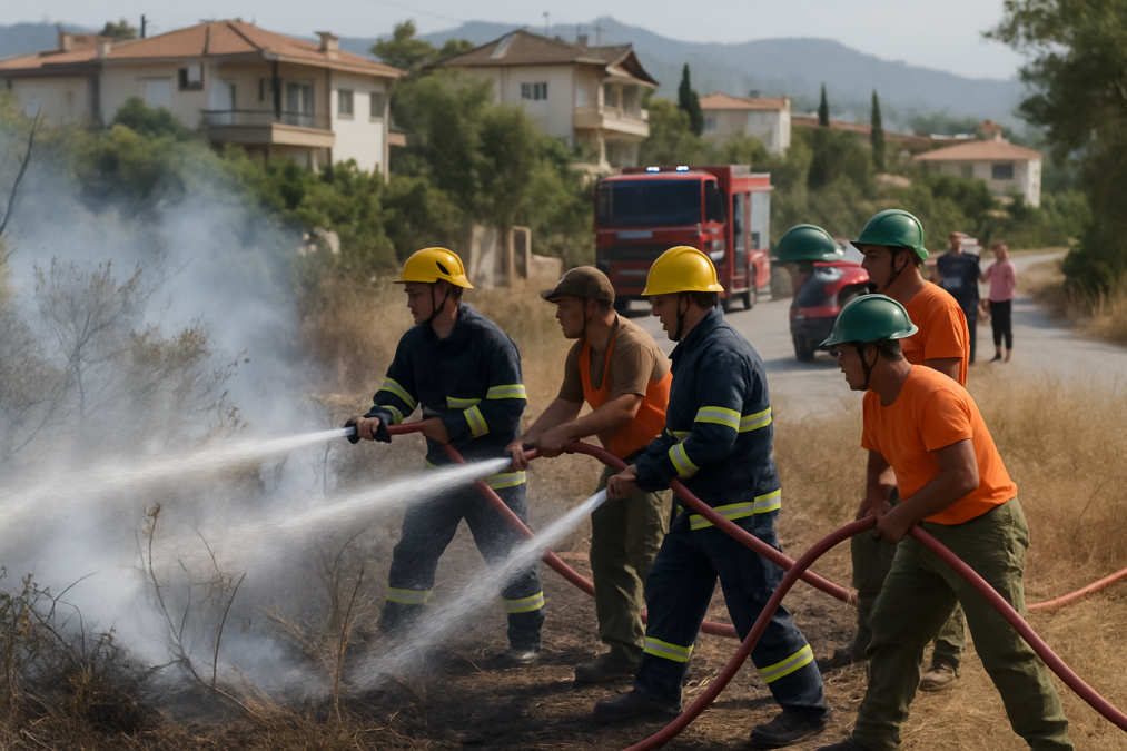 Manavgat’ta Yerleşime Yakın Çalılık Yangını Büyümeden Söndürüldü