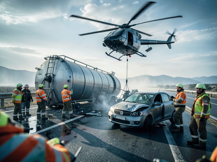 Tankere Arkadan Çarpan Otomobilde Facia: Uzun Kurtarma Operasyonu