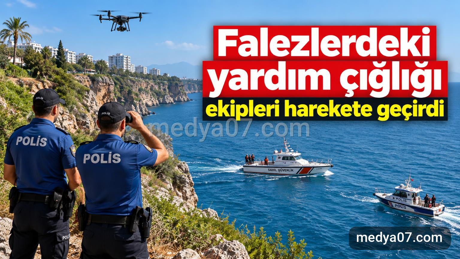 Falezlerdeki yardım çığlığı ekipleri harekete geçirdi