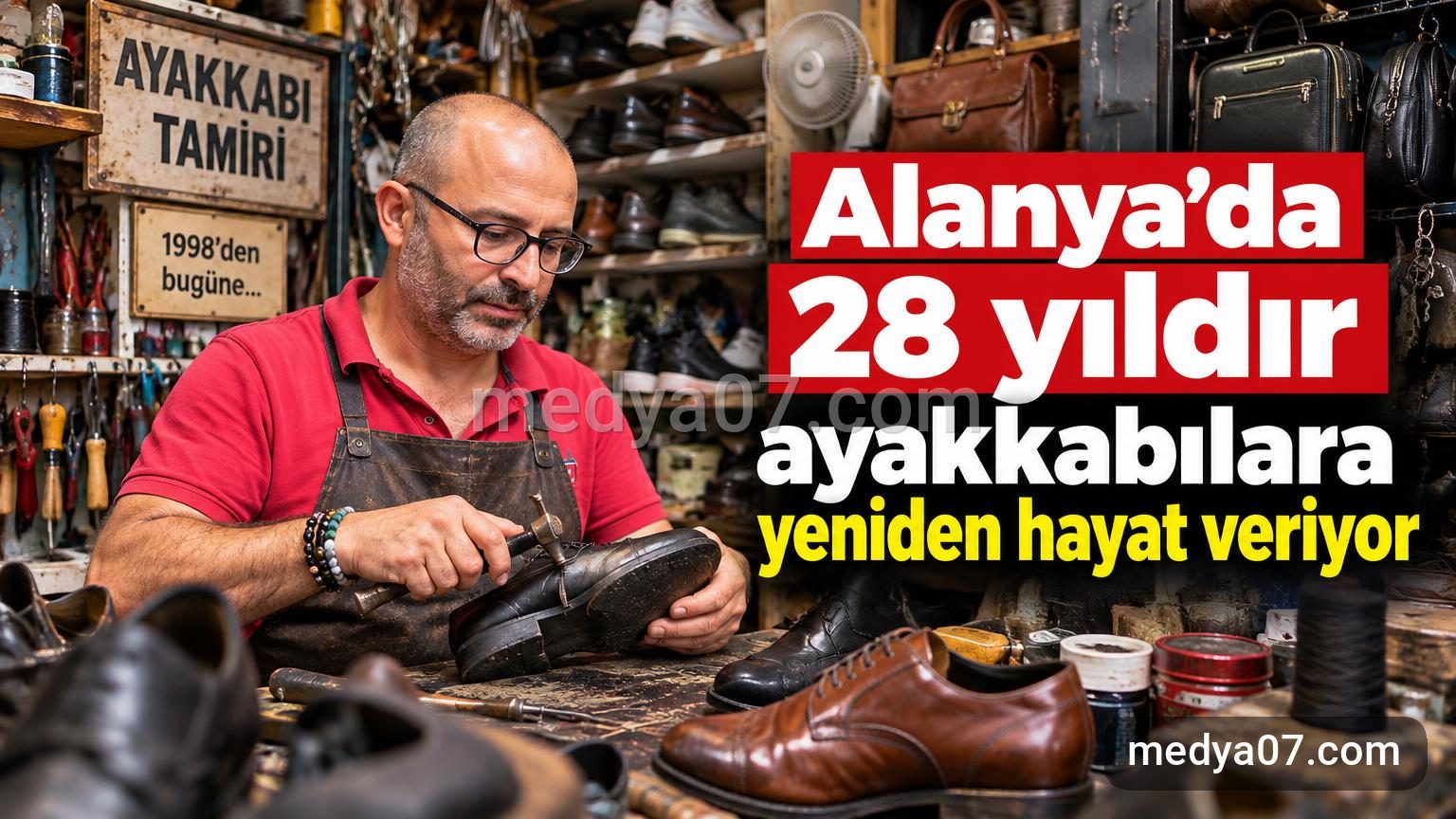 Alanya’da 28 yıldır ayakkabılara yeniden hayat veriyor