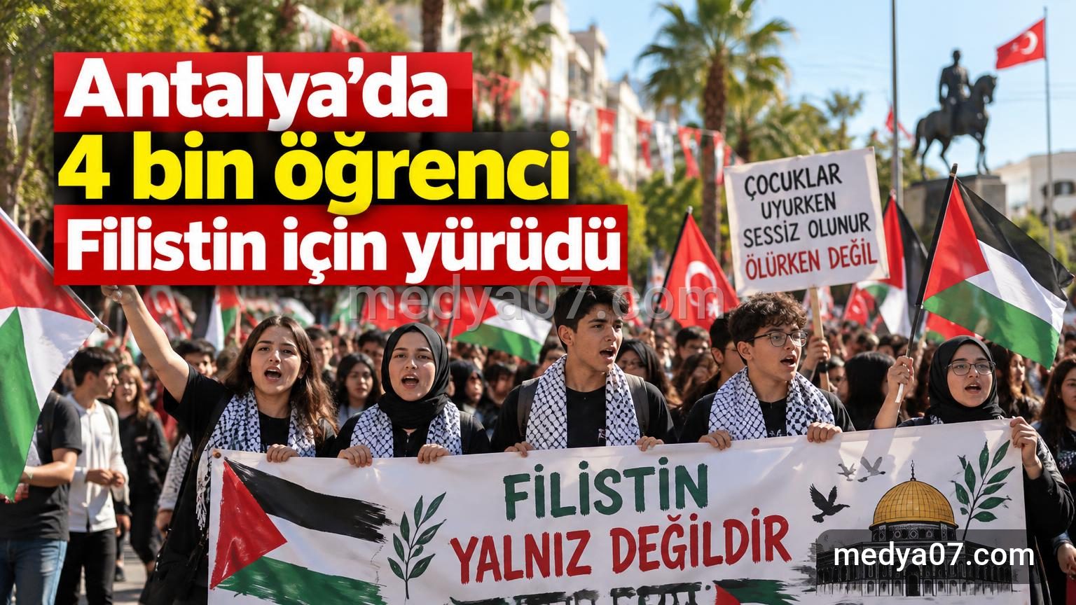 Antalya’da 4 bin öğrenci Filistin için yürüdü