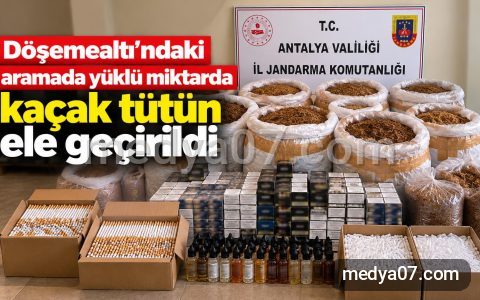 Döşemealtı’ndaki aramada yüklü miktarda kaçak tütün ele geçirildi