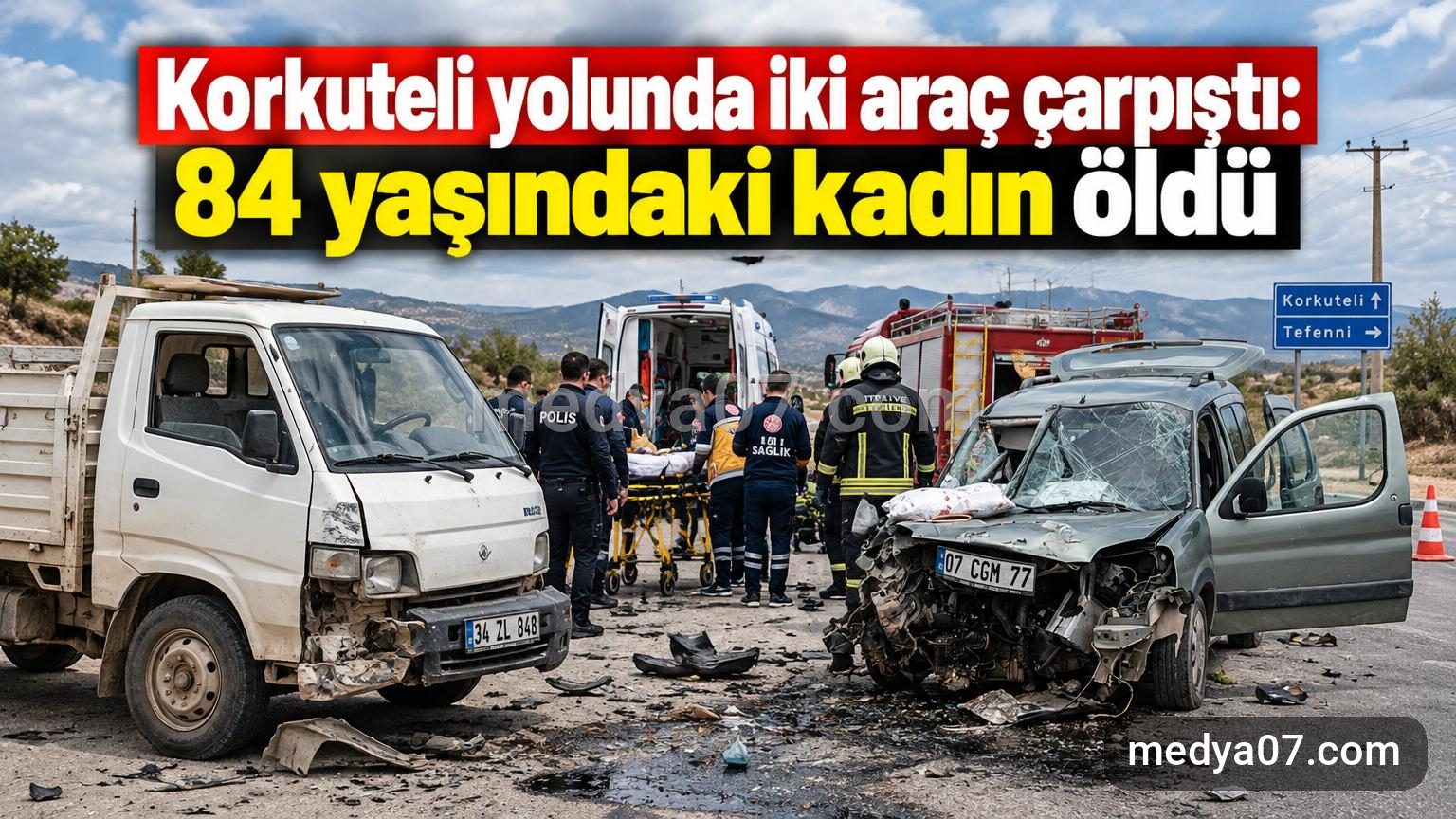 Korkuteli yolunda iki araç çarpıştı: 84 yaşındaki kadın öldü