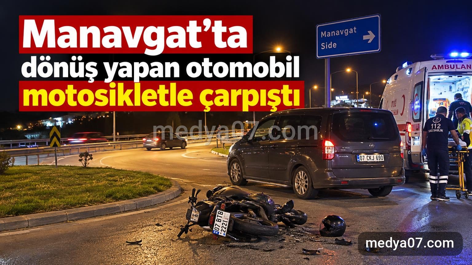 Manavgat’ta dönüş yapan otomobil motosikletle çarpıştı