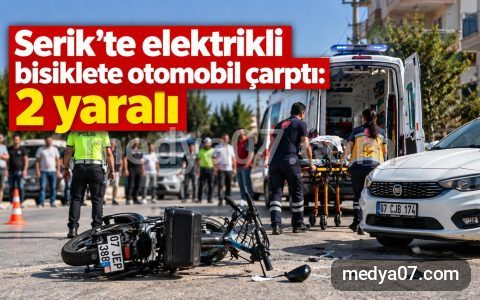 Serik’te elektrikli bisiklete otomobil çarptı: 2 yaralı