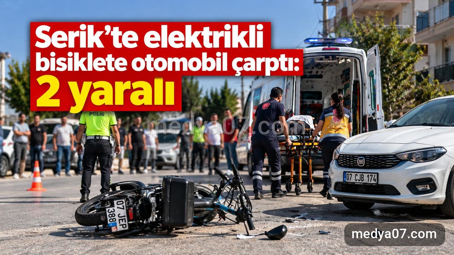 Serik’te elektrikli bisiklete otomobil çarptı: 2 yaralı