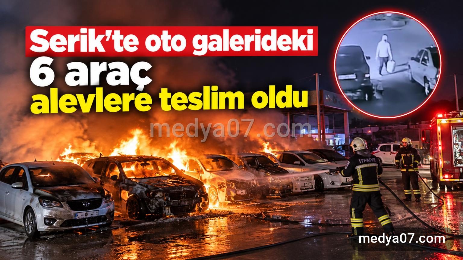 Serik’te oto galerideki 6 araç alevlere teslim oldu